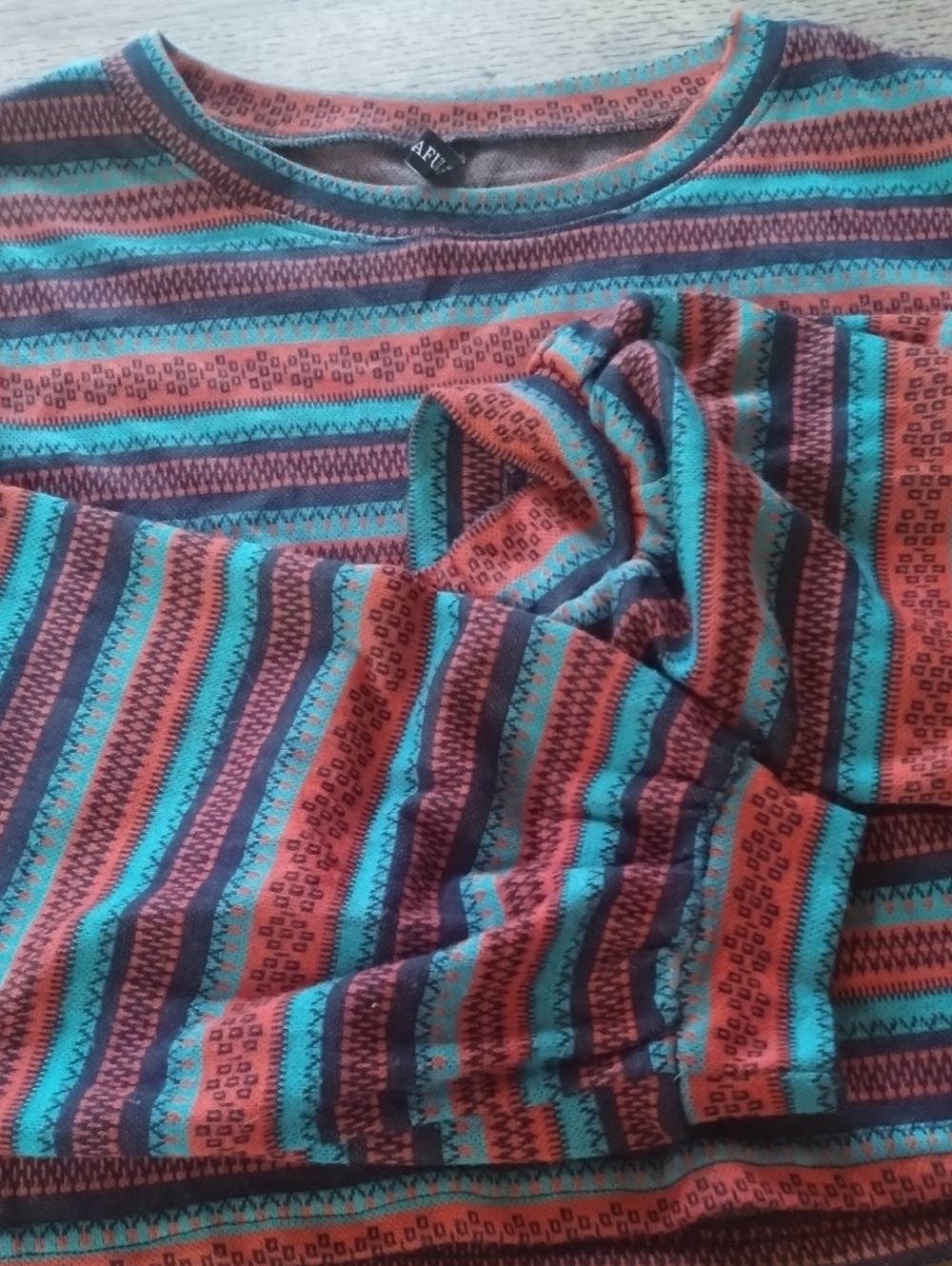 Zaful Striped Long-Sleeve Top in Teal, Coral & Purple
